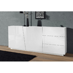 Credenza Bianco Lucido Mobile con 3 Cassetti e 2 Ante Madia 180 cm