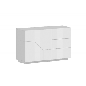 Credenza 140 cm Madia da Ingresso con 2 Ante Mobile in Legno Bianco