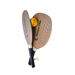 Set Beach Tennis 2 Racchette in Legno con Pallina Racchettoni da Spiaggia Mare