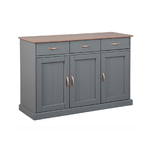 Mobile Grigio a 3 Ante 3 Cassetti Credenza in Legno Dispensa da Soggiorno Cucina