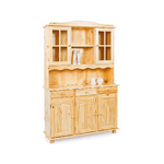 Mobile Alto Credenza Vetrina 3 Ante 3 Cassetti Legno da Soggiorno Cucina Rustico