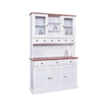 Mobile 3 Ante Cassetti Bianco Marrone Credenza Alta con Vetrina Soggiorno Cucina