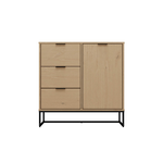 Credenza con Anta e 3 Cassetti Mobile in Legno Quercia da Ingresso