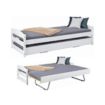 Letto Singolo con Letto Estraibile 90x200 a Doghe a Scomparsa Bianco Salvaspazio