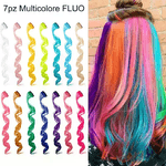 Extension sintetiche per capelli Clip colori FLUO vari 7 pezzi multicolore party