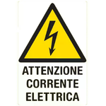 12x Cartello ATTENZIONE CORRENTE ELETTRICA Plastificato PVC 20x30 cm segnaletica