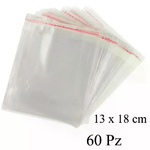 60pz Buste sacchetti Cellophane alimenti oggetti con chiusura 13x18 cm OPP