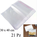 21pz Buste sacchetti Cellophane alimenti oggetti con chiusura 30x40 cm OPP