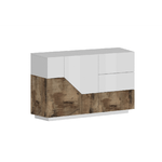 Madia da Ingresso Credenza 140 cm con 2 Ante e 3 Cassetti Acero Bianco