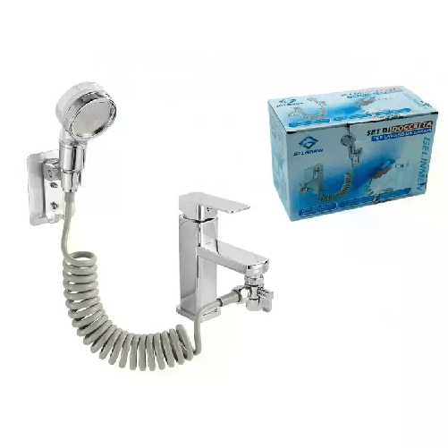 Set di doccetta per lavabo bagno prolunga rubinetto miscelatore doccino acciaio