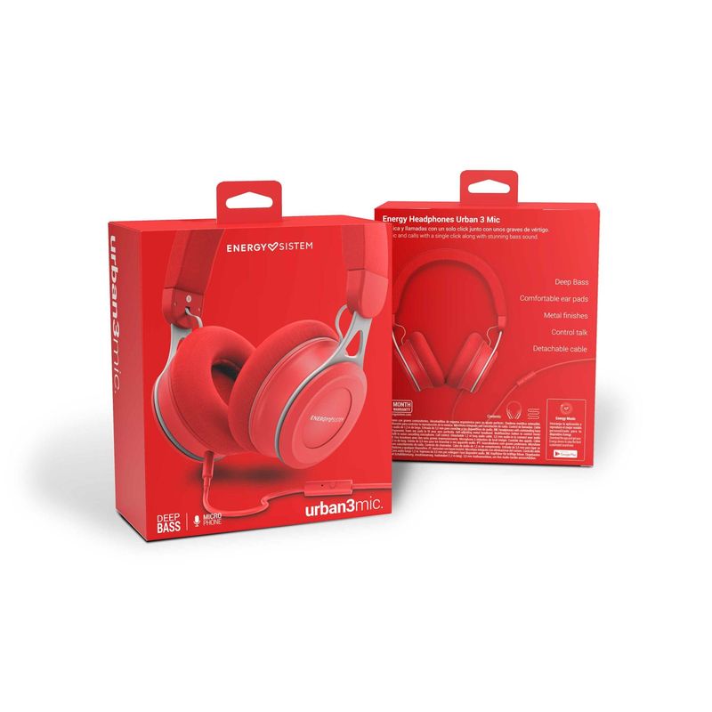 Energy-Sistem-Auricular-Mic-Urban-3-RojoUrban-3-Auricolare-Cablato-A-Padiglione-Musica-e-Chiamate-Rosso