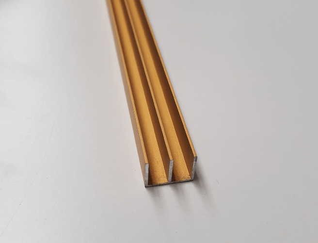 Profili alluminio canalino doppia U oro mm 16x12x1 mt2