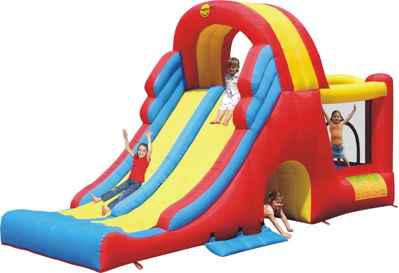 Gonfiabile-per-Bambini-Castello-Scivoli-285x600-con-Gonfiatore-Pompa