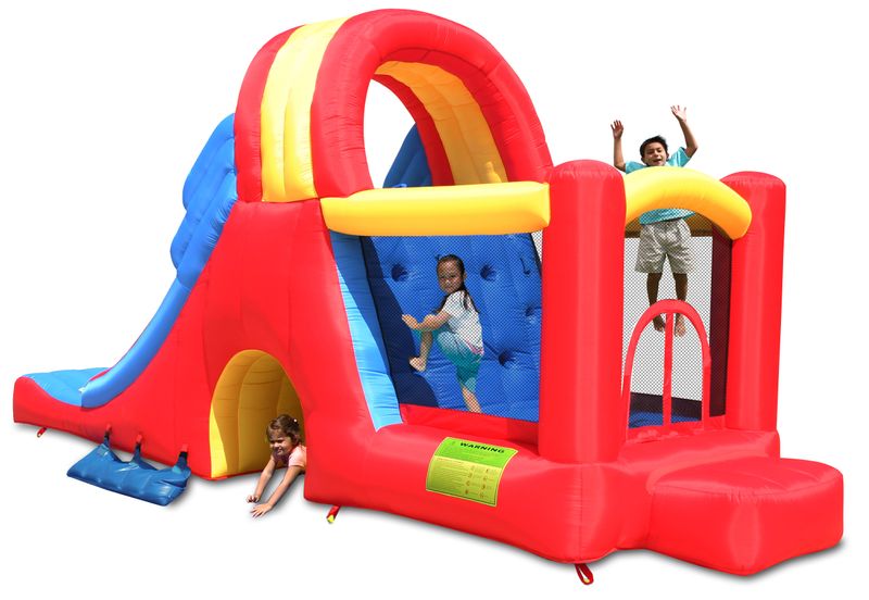 Gonfiabile-per-Bambini-Castello-Scivoli-285x600-con-Gonfiatore-Pompa
