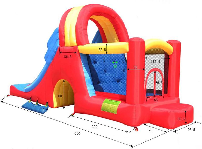 Gonfiabile-per-Bambini-Castello-Scivoli-285x600-con-Gonfiatore-Pompa