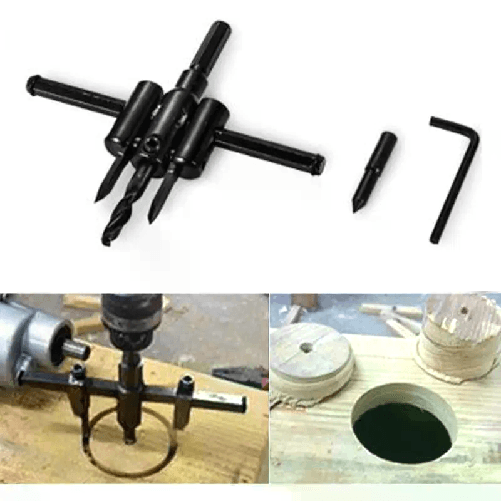 Tondo Legno Cerchio Fresa Buco Sega Trapano Bit Taglio Lama Regolabile 30-120mm