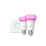 Philips Hue White and Color ambiance Starter Kit Bridge + 2 Lampadine Smart E27 75W