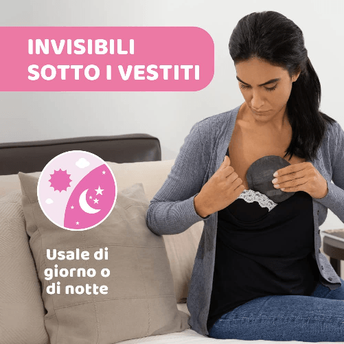 Chicco-Coppette-Assorbilatte-con-Antibatterico-Igieniche-e-Super-Assorbenti-Dischetti-Usa-e-Getta-per-Allattamento-Invisibili-sotto-i-Vestiti-Scuri-Con-Striscia-Adesiva-60-Coppette-Esterno-Nero