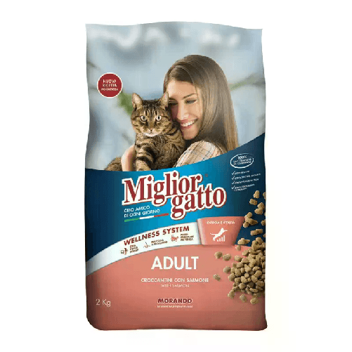 MIGLIOR GATTO Croccantini con salmone 2 Kg cibo secco per gatti adulti