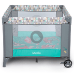 LIONELO Box Pieghevole con Tappeto Giochi e Ruote LENE GREEN TURQUOISE