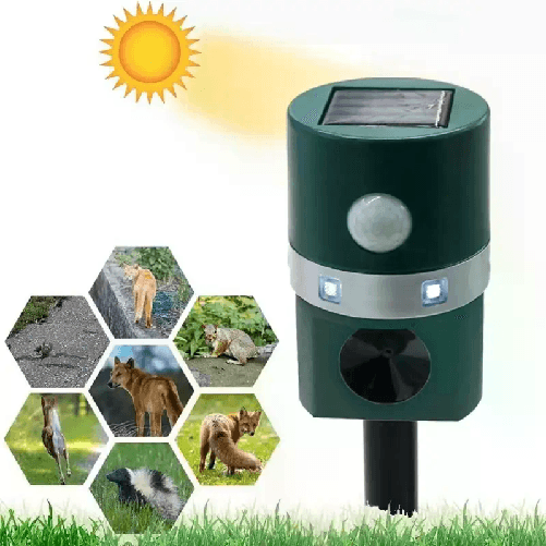 Repellente Ultrasuoni Solare con Sensore PIR Allontana Animali Sicuramente