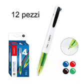 Penna a sfera 4 colori design a molla retrattile plastica multicolore 12 Pezzi