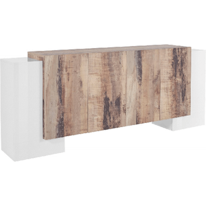 Credenza da Ingresso 210 cm Mobile Moderno Madia Grande Bianco e Acero