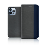 Fonex custodia a libro D-mood in tessuto e TPU per Apple iPhone 13 Pro | Grigio scuro e blu