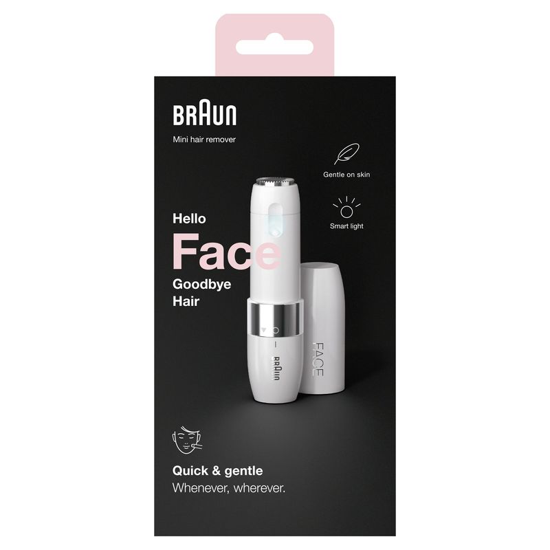 Braun-Face-FS1000-Mini-Depilatore-Donna-Depilazione-Elettrica-Viso-Facile-E-Veloce-Tocco-Finale-Per-Baffetti-Mento-E-Guance-Per-Un-Make-up-Piu--Semplice-Ideale-In-Viaggio-Con-Luce-Smartlight-Bianco