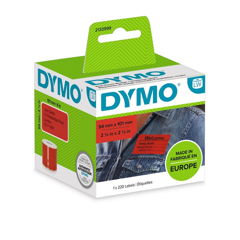 DYMO-2133399-etichetta-autoadesiva-Rettangolo-con-angoli-arrotondati-Rimovibile-Rosso-220-pz