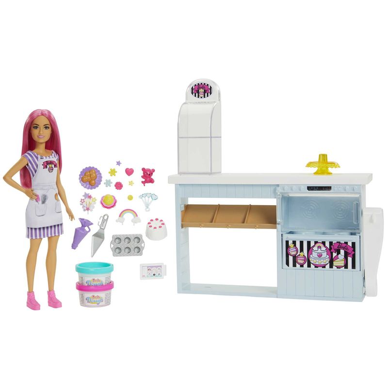 Barbie-Pasticceria---Playset-con-Bambola-e-Postazione-da-Pasticceria---Bambola-da-30-cm---Oltre-20-Accessori-per-Dolci---Regalo-per-Bambini-da-3--Anni