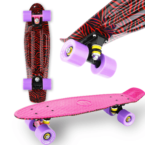 WeLLIFE Skateboard Mini Cruiser RGX Rosa Multicolore Tavola Skate 22” 56cm per Giovani Ragazzi Adulti, Ruote PU 78A con Cuscinetti ABEC-7RS…