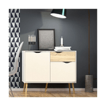 Credenza Moderna Mobile Bianco 2 Ante Rovere Madia Dispensa Soggiorno Salotto