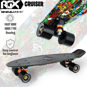 WeLLIFE Skateboard Mini Cruiser RGX  Multicolore Tavola Skate 22” 56cm per Giovani Ragazzi Adulti, Ruote PU 78A con Cuscinetti ABEC-7RS…