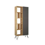 Libreria Rovere ed Atracite Moderna Scaffale Rettangolare con 11 Vani in Legno