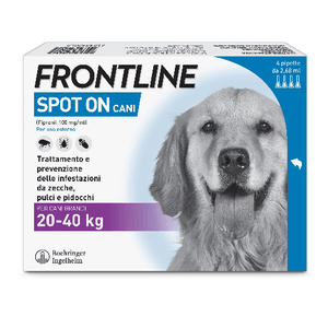 FRONTLINE Spot On, 4 Pipette, Cane Taglia L (20 - 40 Kg), Antiparassitario per Cani e Cuccioli di Lunga Durata