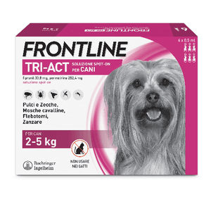 FRONTLINE Triact, 6 Pipette, Cane XS (2-5Kg), Antiparassitario per Cani e Cuccioli di Lunga Durata