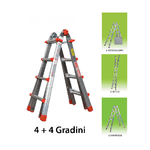 Marchetti Scala Telescopica 4 Gradini Metri Doppia Zoppa Alluminio Multiuso