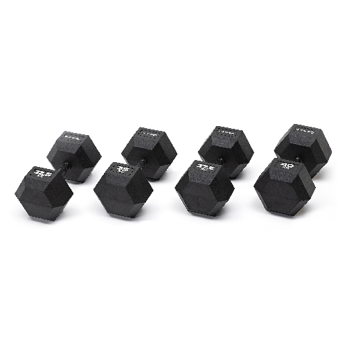 Diamond Set 4 coppie Manubri Gommati Esagonali Black 32,5-40 kg (32,5 / 35 / 37,5 / 40 kg) - totale 290 kg - impugnatura brunita MGED-B32,5-40