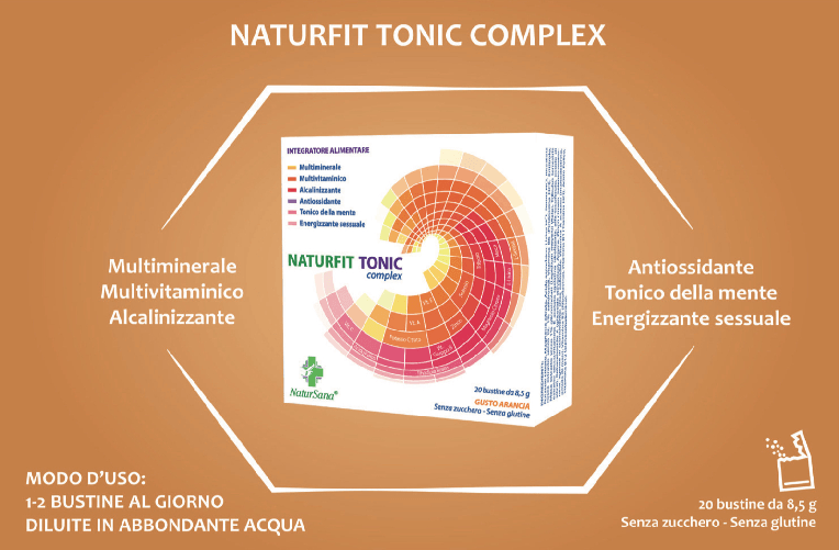 NATURFIT-TONIC-complex----Multiminerale-Multivitaminico-Tonico-Adattogeno-Tonico-Sessuale---Senza-Zucchero-e-Senza-Glutine---Alta-biodisponibilita---20-Bustine-da-85-g-.