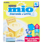 Nestlé Mio - Merenda al Latte Banana, senza Glutine, da 6 Mesi - 3 confezioni da 4 Vasetti di plastica da 100 g [12 vasetti, 1200 g]