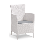 Poltrona Bianca con Cuscino Bar Balcone Patio Resina da Esterno Comfort Comoda