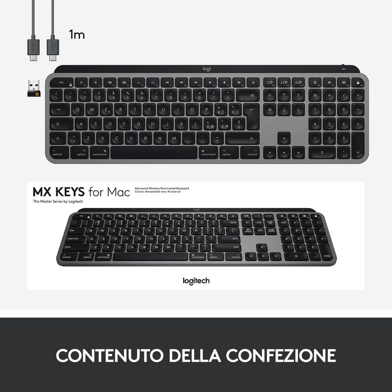 Logitech-MX-Keys-Tastiera-Wireless-Illuminata-Avanzata-per-Mac-Digitazione-Tattile-Tasti-Retroilluminati-a-LED-Bluetooth-USB-C-Batteria-10-giorni-Apple-macOS-Struttura-Metallica