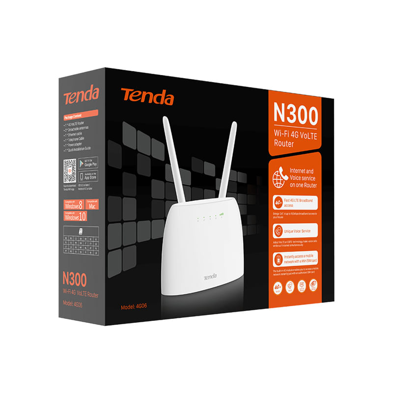 Tenda-N300-router-wireless-Fast-Ethernet-Banda-singola--2.4-GHz--4G-Bianco