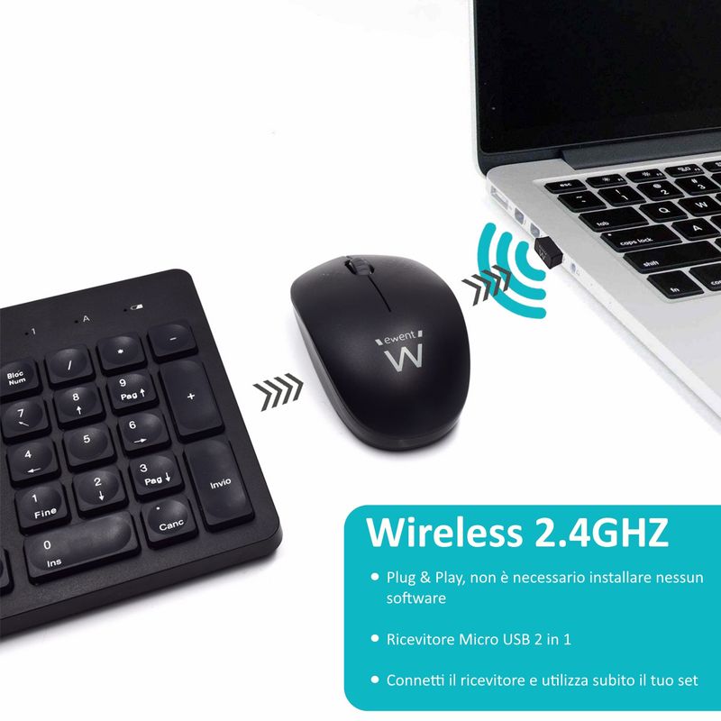 Ewent-EW3255-tastiera-Mouse-incluso-QWERTY-Italiano-Nero