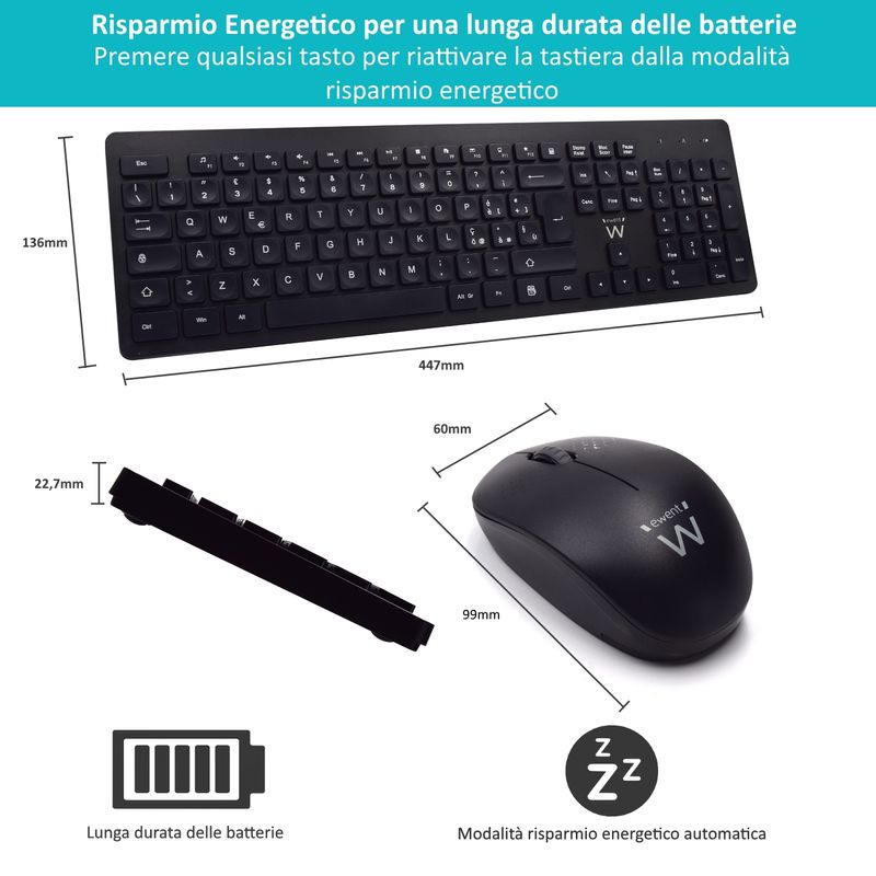 Ewent-EW3255-tastiera-Mouse-incluso-QWERTY-Italiano-Nero