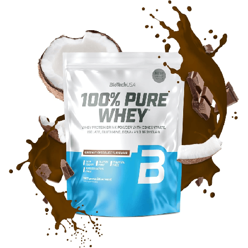 BIOTECH USA 100% PURE WHEY Proteine concentrate isolate gusto Cocco Cioccolato 1KG