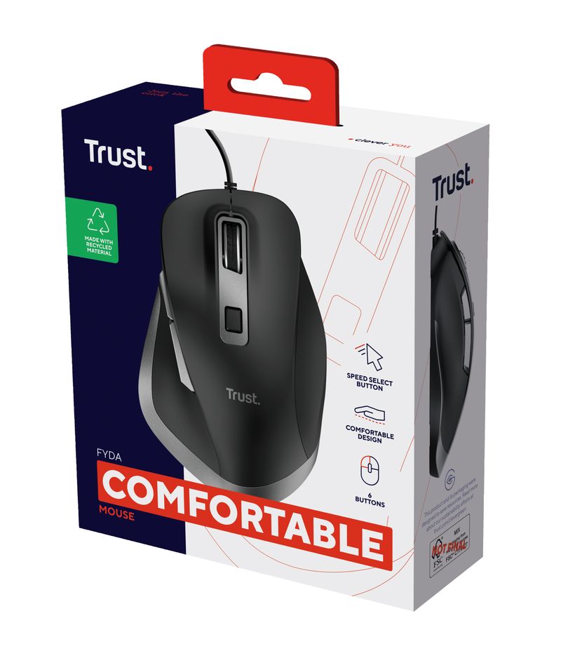Trust-Fyda-mouse-Mano-destra-USB-tipo-A-Ottico-5000-DPI