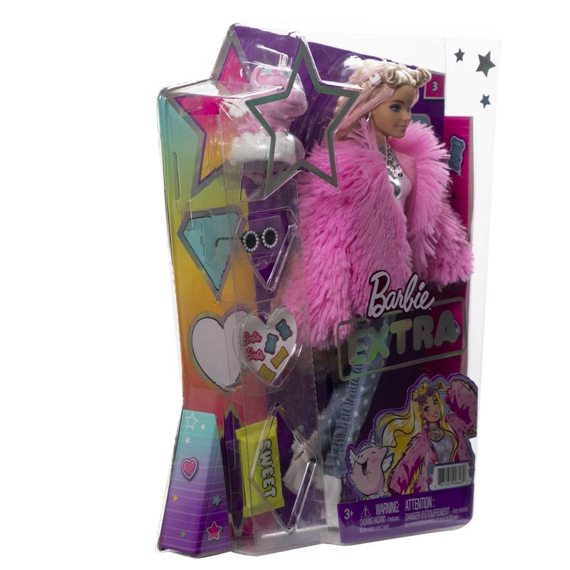 Barbie-Extra-Doll--3-in-Pink-Coat-with-Pet-Unicorn-Pig