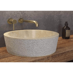 Lavabo Tondo Per Bagno In Marmo Naturale Color Crema